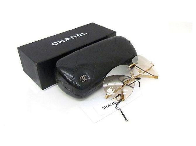 Occhiali da sole Chanel Aviator Oro Grigio Strass D'oro - vista 9