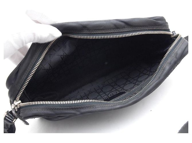 Borsa a spalla Christian Dior Logo No.2 Nera in Nylon Nero - vista 7