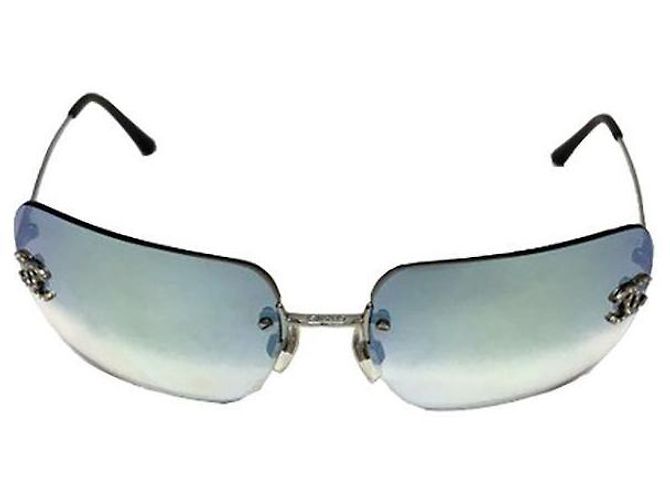Occhiali da sole Chanel Blu Aqua in plastica Argento - vista 2