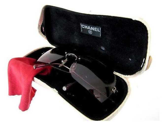 Chanel Occhiali da sole con strass dorati e lenti arancioni 4017-D D'oro Arancione - vista 6
