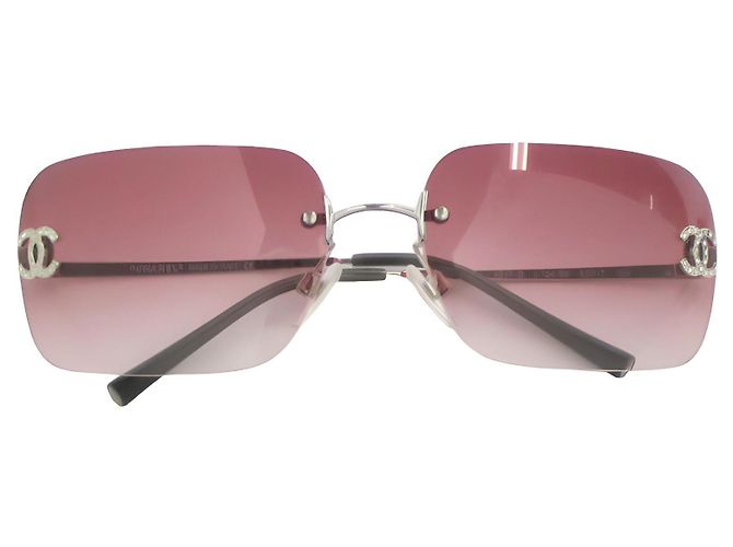 Occhiali da sole Chanel Rossi e Argentati in Plastica Argento Rosso - vista 2