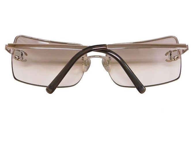 Occhiali da sole Chanel CC Logo Strass Grigio Argento Silver hardware - vista 5
