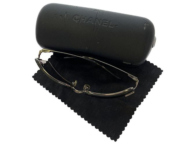 Occhiali da sole Chanel Blu e Argentati con Logo in Cristallo Argento - vista 8