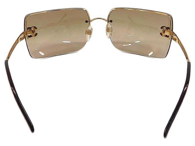 Occhiali da sole Chanel Swarovski CC Logo Marrone Oro D'oro Marrone chiaro - vista 3