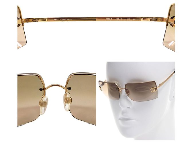 Occhiali da sole Chanel Swarovski CC Logo Marrone Oro D'oro Marrone chiaro - vista 5