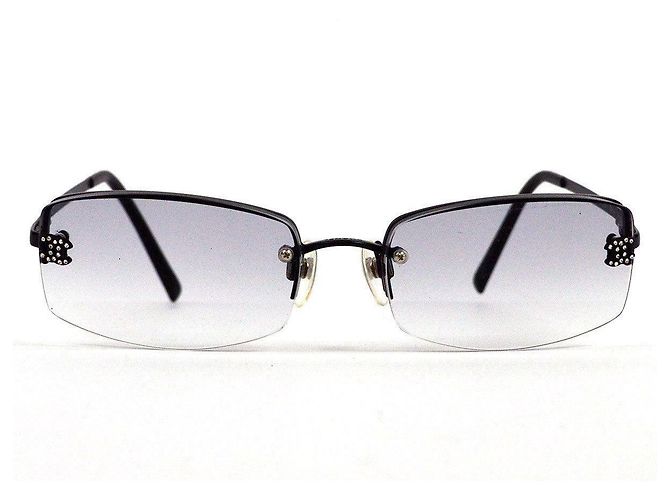 Gafas de sol Chanel CC Logo sin montura con strass negros - vista 2
