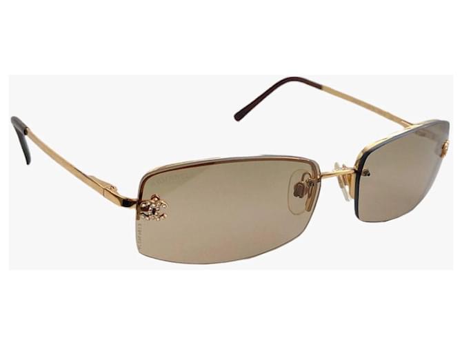 Occhiali da sole Chanel Marrone Oro Plastica D'oro - vista 2