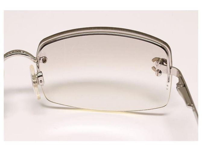 Chanel CC Logo Silberne Randlose Strass Sonnenbrille Transparent - Ansicht 5