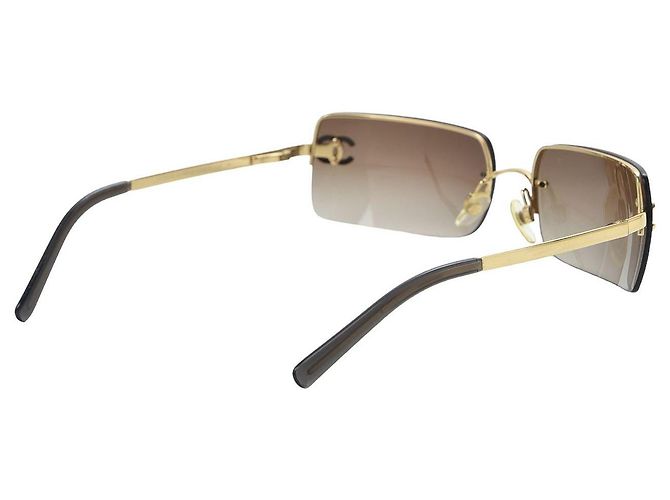 Occhiali da sole Chanel CC Logo con Strass 4104-B Marrone Oro D'oro - vista 5