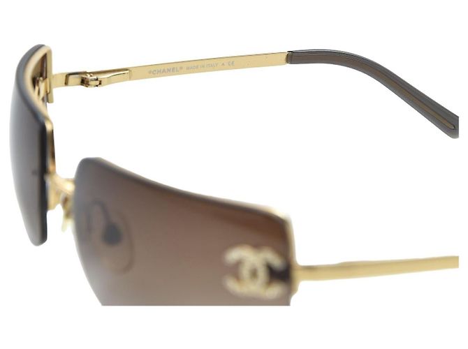 Occhiali da sole Chanel CC Logo con Strass 4104-B Marrone Oro D'oro - vista 6