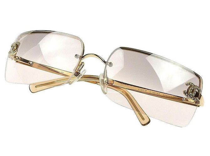 Gafas de sol Chanel CC Logo con strass dorado 4104-B - vista 2