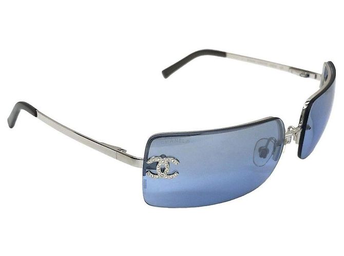 Occhiali da sole Chanel 4104-B Blu Strass Plastica Argento - vista 2