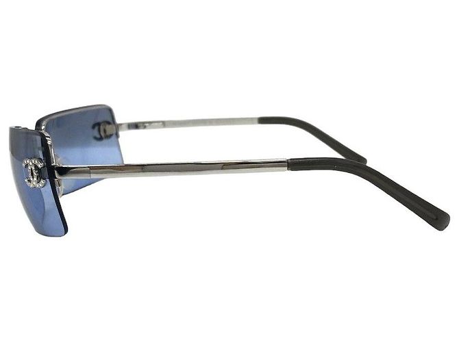 Occhiali da sole Chanel 4104-B Blu Strass Plastica Argento - vista 4