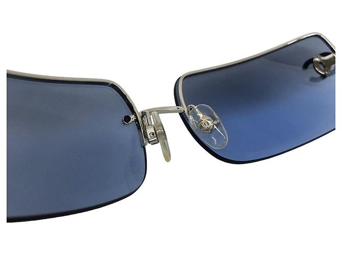 Occhiali da sole Chanel 4104-B Blu Strass Plastica Argento - vista 6