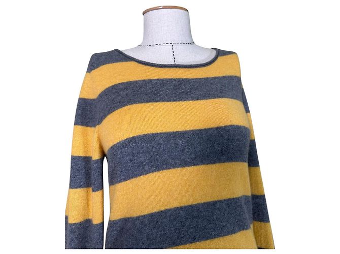 Autre Marque Christian Berg Cashmere Pullover mit gelb grauen Streifen - Ansicht 2