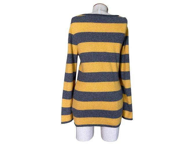 Autre Marque Christian Berg Cashmere Pullover mit gelb grauen Streifen - Ansicht 4