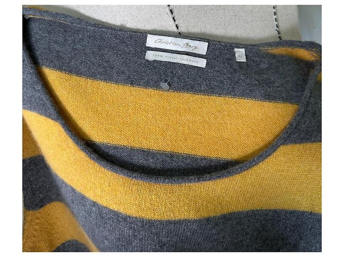 Autre Marque Christian Berg Cashmere Pullover mit gelb grauen Streifen - Ansicht 5