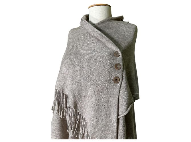 Autre Marque Adagio Poncho Cardigan Beige Kaschmir Merinowolle - Ansicht 2