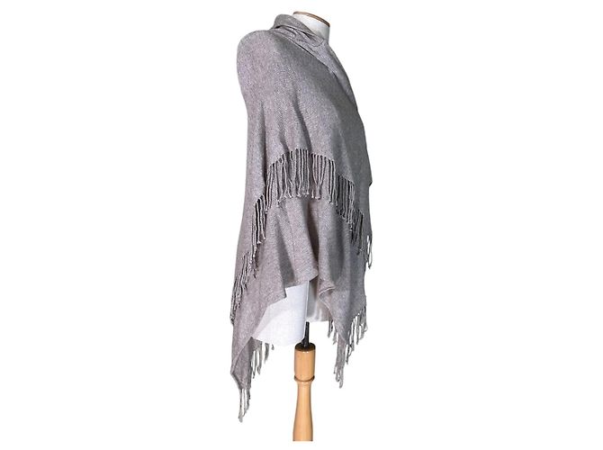 Autre Marque Adagio Poncho Cardigan Beige Kaschmir Merinowolle - Ansicht 3