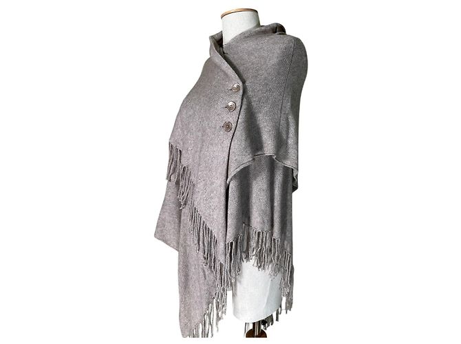 Autre Marque Adagio Poncho Cardigan Beige Kaschmir Merinowolle - Ansicht 5