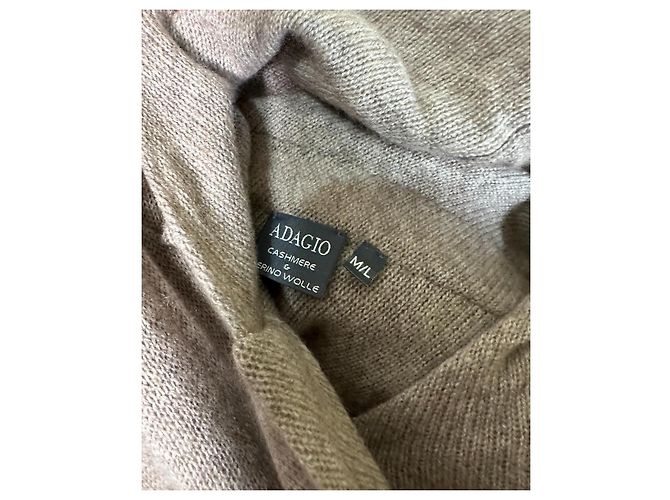 Autre Marque Adagio Poncho Cardigan Beige Kaschmir Merinowolle - Ansicht 6