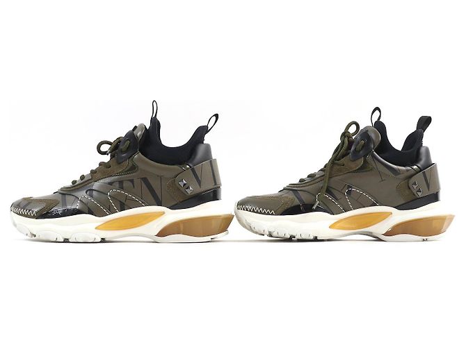 Sneakers Valentino BOUNCE Piume di Struzzo Kaki Cachi - vista 3