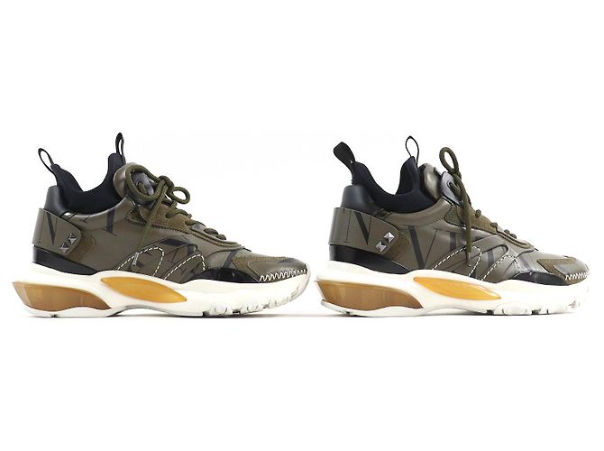 Sneakers Valentino BOUNCE Piume di Struzzo Kaki Cachi - vista 4