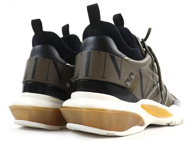 Sneakers Valentino BOUNCE Piume di Struzzo Kaki Cachi - vista 7