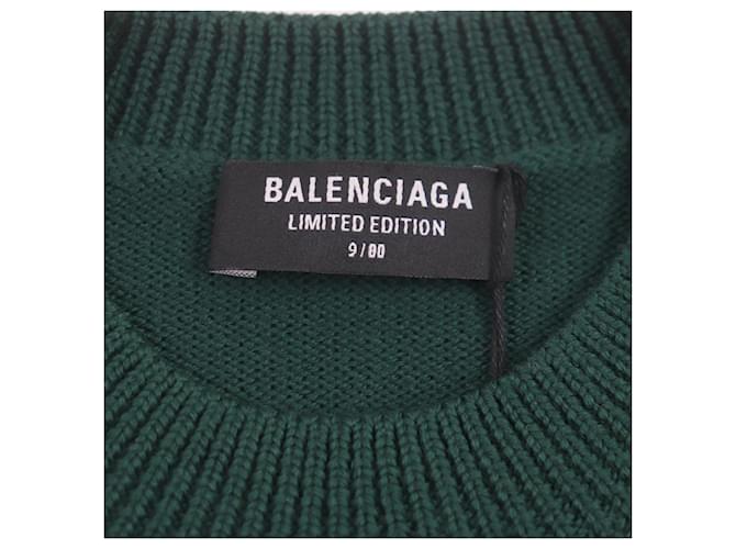 Balenciaga Woll-Polyester Rundhals-Pullover grün S - Ansicht 5