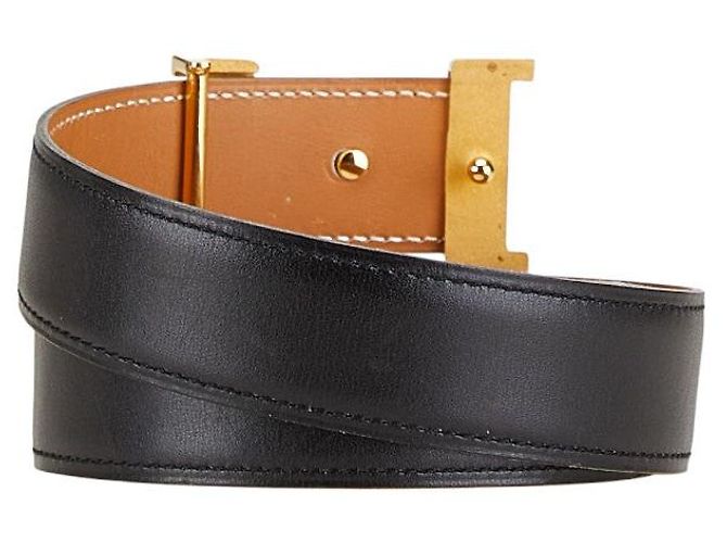 Cinto de couro com fivela H Constance da Hermès Preto - vista 3