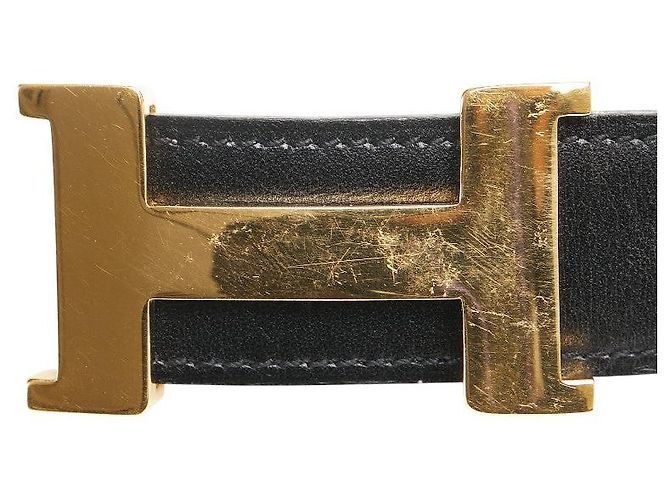 Cinto de couro com fivela H Constance da Hermès Preto - vista 4
