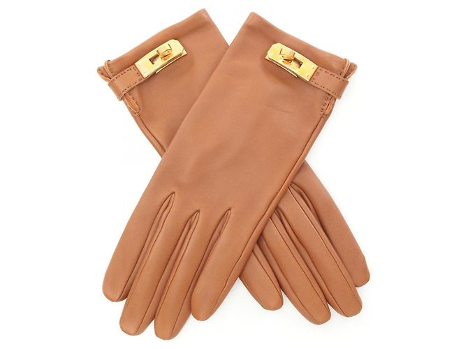Hermès Hermes Kelly Leather Ski Gloves Brown - view 2