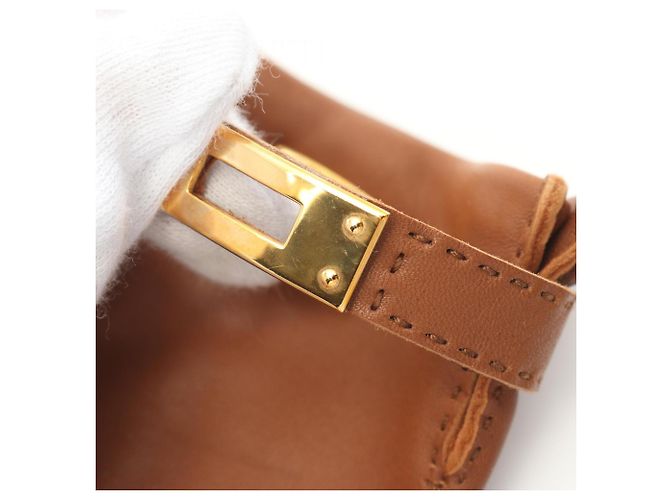 Hermès Hermes Kelly Leather Ski Gloves Brown - view 5