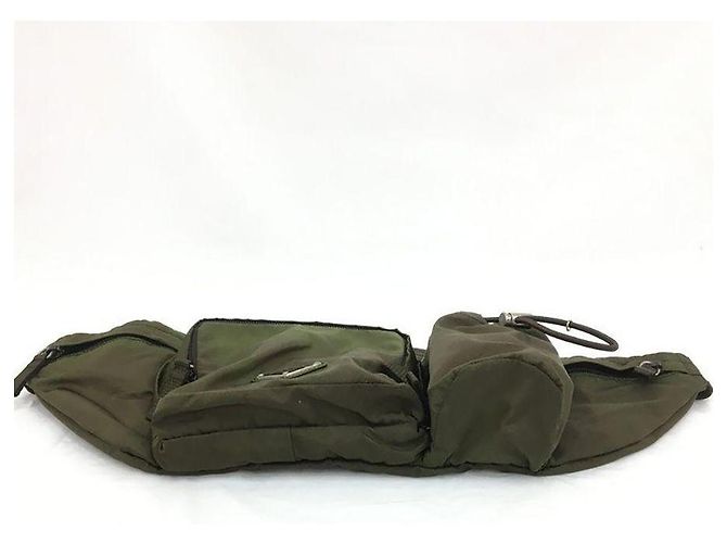 Clutch Prada in Nylon Khaki Verde Scuro Cachi - vista 4