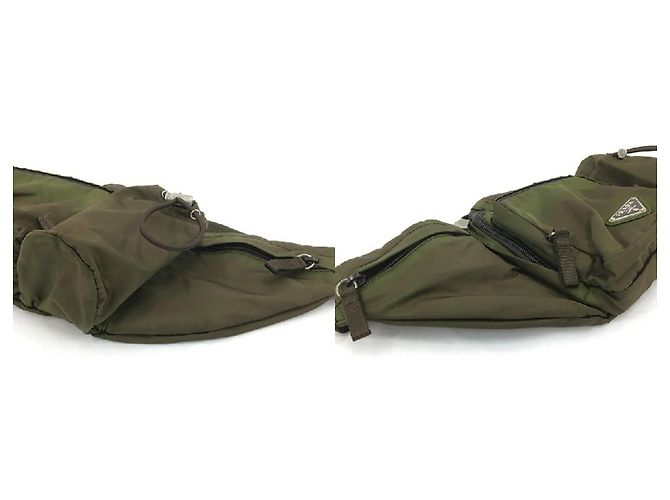 Clutch Prada in Nylon Khaki Verde Scuro Cachi - vista 5