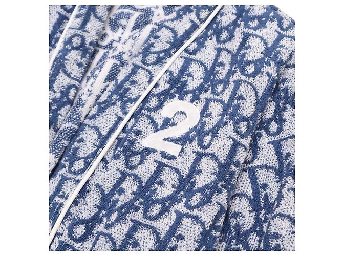 Christian Dior Diorissimo Monogram Terry Cloth Robe White Blue - view 5