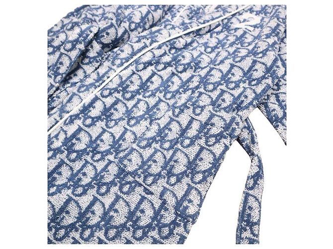 Christian Dior Diorissimo Monogram Terry Cloth Robe White Blue - view 6