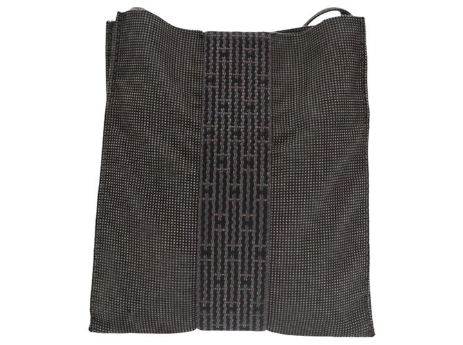 Hermès HERMES Borsa a Spalla Canvas Grigia Auth 93263 Marrone - vista 3