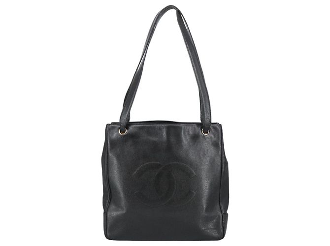 CHANEL COCO Borsa Tote in Pelle Caviar Nera Oro CC Auth bs20388 Nero D'oro - vista 2
