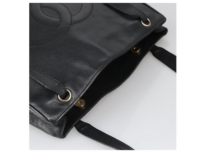 CHANEL COCO Borsa Tote in Pelle Caviar Nera Oro CC Auth bs20388 Nero D'oro - vista 6