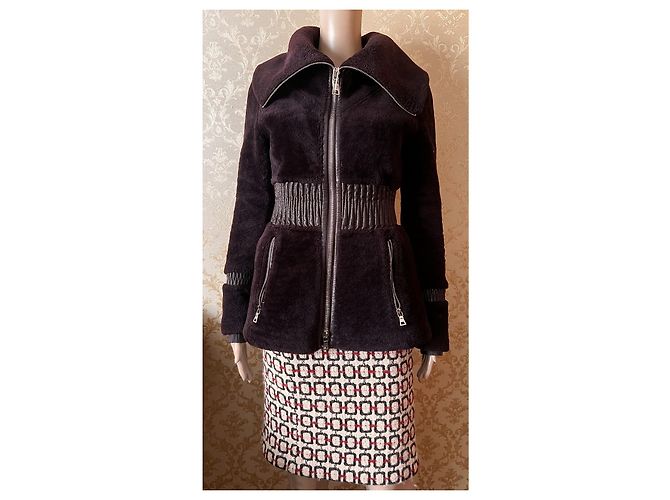 Chaqueta de shearling Prada morada de piel de cordero 40IT Púrpura - vista 2