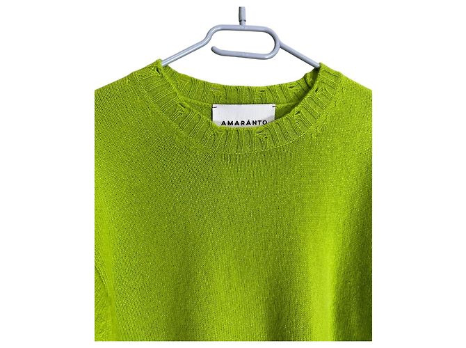 Autre Marque Maglione verde effetto buco in misto cashmere e lana - vista 3