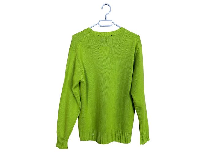 Autre Marque Maglione verde effetto buco in misto cashmere e lana - vista 4