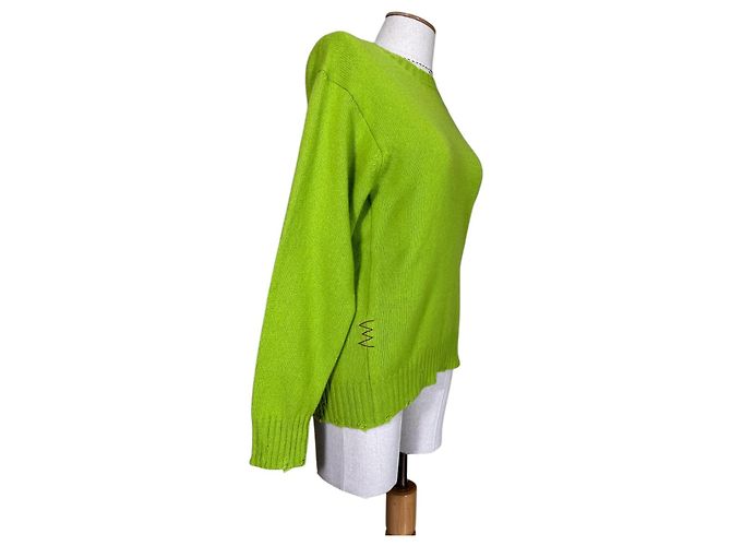 Autre Marque Maglione verde effetto buco in misto cashmere e lana - vista 6