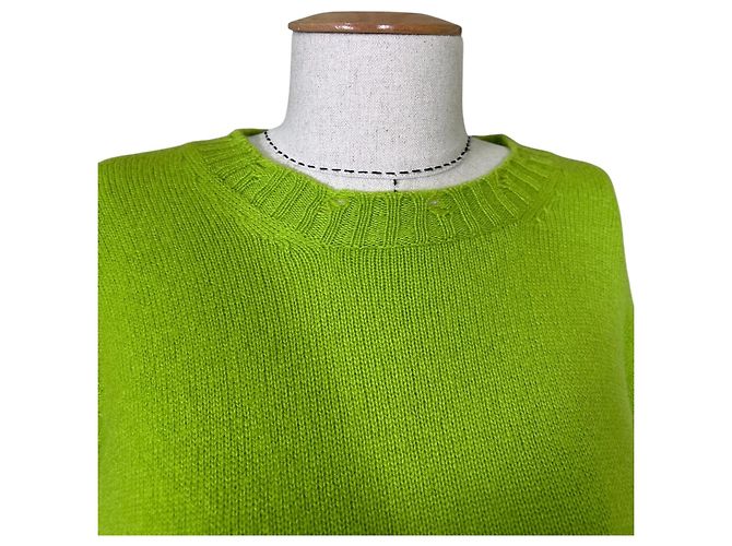 Autre Marque Maglione verde effetto buco in misto cashmere e lana - vista 7