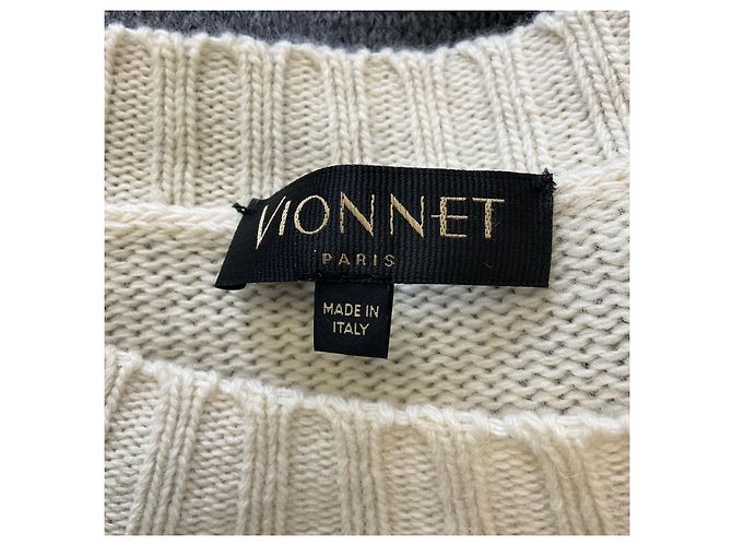 Vionnet Strickkleid mit langen Ärmeln in Elfenbein / Anthrazitgrau / Goldmetallic / Schwarz gestreift Mehrfarben - Ansicht 4