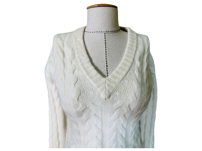 Autre Marque Paolo Bergamaschi Cashmere Pullover Elfenbein Weiß - Ansicht 3