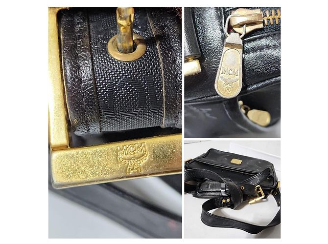 MCM Vintage Visetos Nylon Umhängetasche Schwarz - Ansicht 11