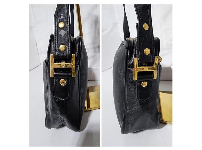 MCM Vintage Visetos Nylon Umhängetasche Schwarz - Ansicht 12
