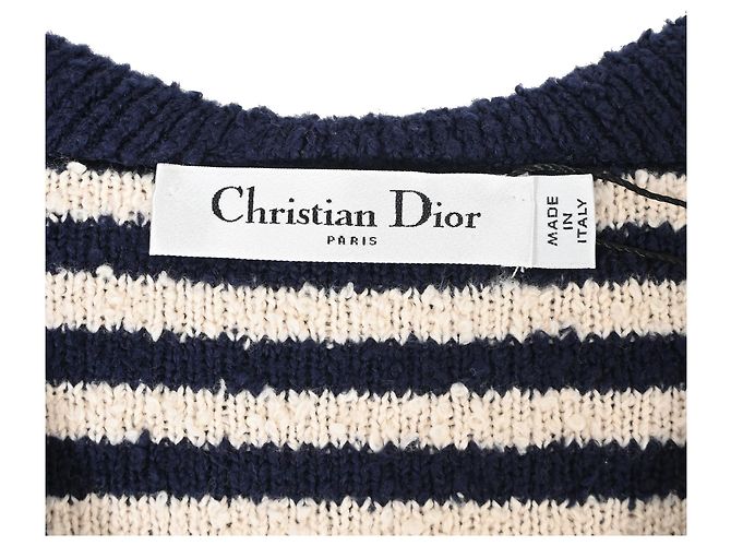 Dior Marinière Pullover mit Matrosenkragen und Schleife aus navyblauer Baumwolle - Ansicht 4